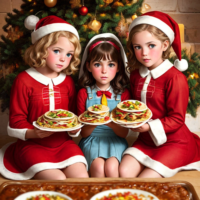 little girls on christmas