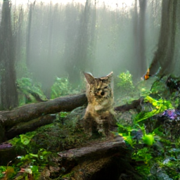 media_images_txt2img_00_ A curious tabby cat perched on a moss-covered log in a lush, misty forest at dawn. Sunbeam..._100000_558072142d560edc7553